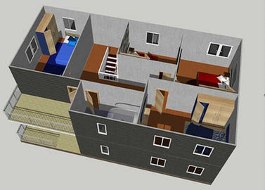 2 つの床は住宅のプレハブのバンガローの家族のための鋼鉄家の風の証拠を漕ぎます
